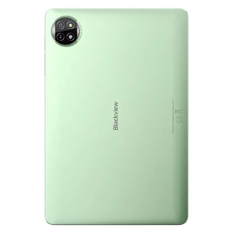 Vue arrière de la Blackview Tab 20 verte avec logo de la marque et module caméra