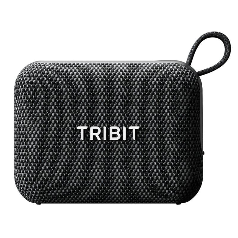 Tribit Pocket Go 7W Noir, enceinte compacte avec maille textile noire, logo Tribit centré, coin arrondi et boucle de transport intégrée.