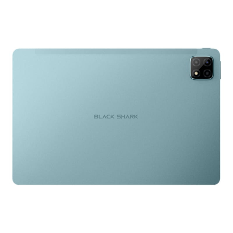 Tablet Black Shark Pad 7 Pro 11 pulgadas en color azul, acabado mate, logo centrado y módulo de cámara trasera doble con flash en esquina superior derecha