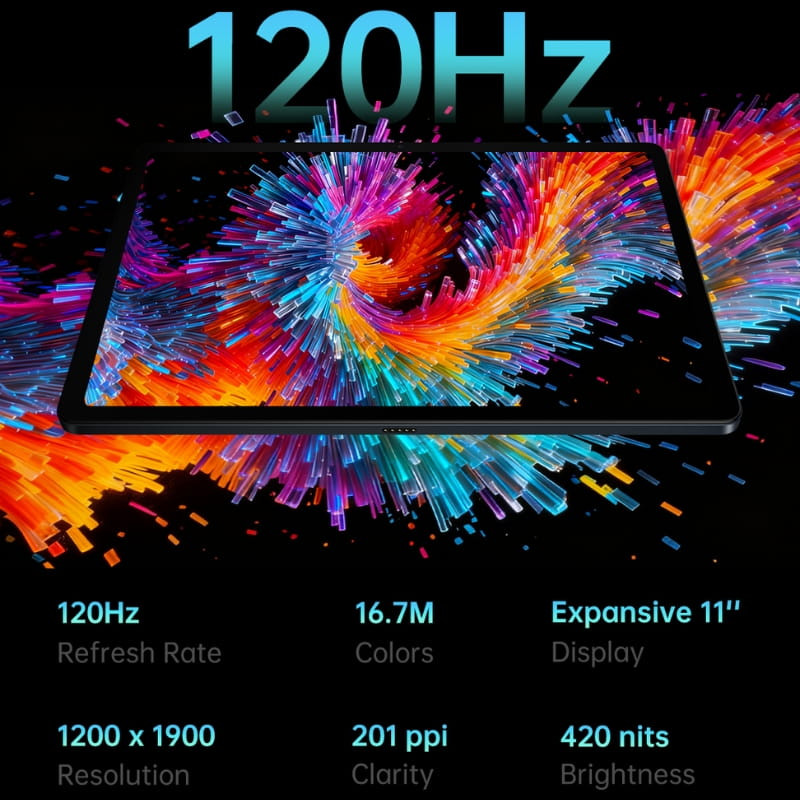 Black Shark Pad 7 Pro 11 8GB/256GB 4G azul con pantalla 11 pulgadas 120Hz, resolución 1200x1900, 201 ppi, 16.7M colores y brillo 420 nits