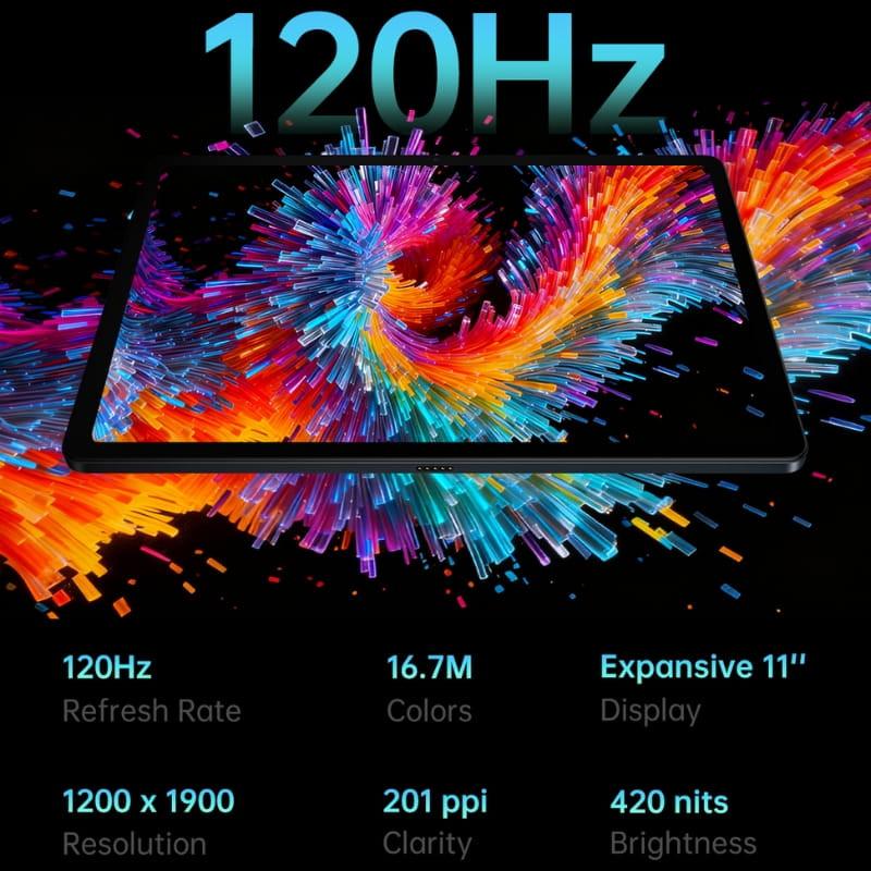 Black Shark Pad 7 Pro 11 pulgadas, pantalla 120 Hz, 1200x1900, 201 ppi, 16.7M colores, brillo 420 nits, biseles finos en color negro