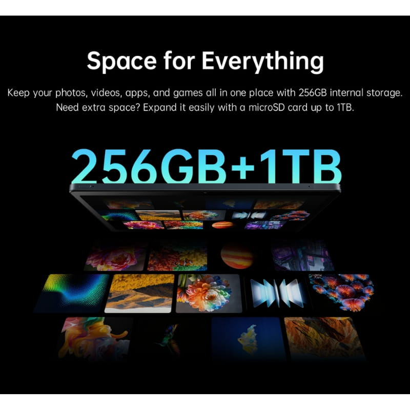 Black Shark Pad 7 Pro 11 pulgadas, 8GB RAM y 256GB ampliables hasta 1TB por microSD, diseño negro, pantalla llena de contenido multimedia vibrante