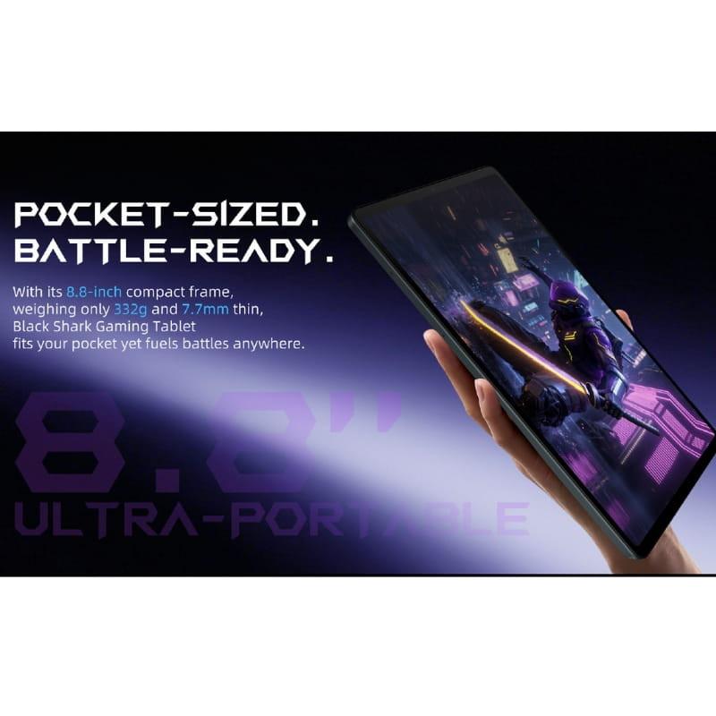 Tablet Black Shark Pad Gaming 8,8 pulgadas, color negro, diseño ultrafino y compacto, pantalla amplia con biseles delgados y estética gamer futurista