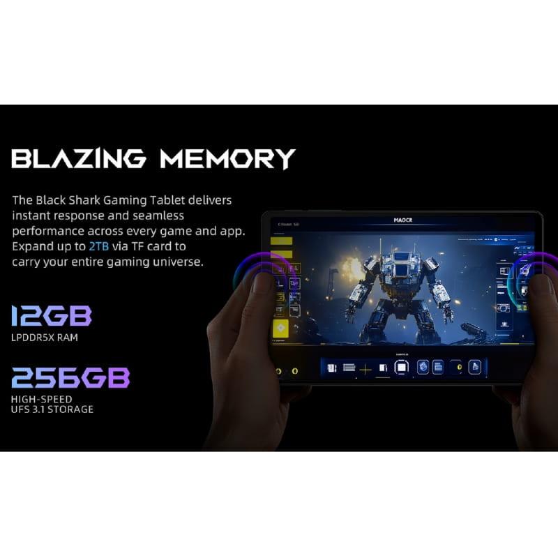 Tablet Black Shark Pad Gaming 8,8 pulgadas en color negro, pantalla amplia con bordes finos, interfaz de juego en pantalla y diseño delgado y moderno