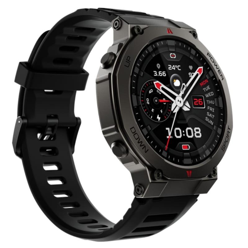 Black Shark GS3 Ultra Negro, smartwatch robusto con caja metálica gris, bisel octogonal, correa de silicona negra y pantalla circular con esferas deportivas