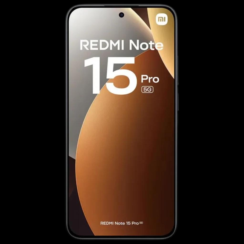Xiaomi Redmi Note 15 Pro 5G 8GB/256GB Preto com tela ampla de bordas finas, câmera frontal em furo central e acabamento elegante em preto sofisticado