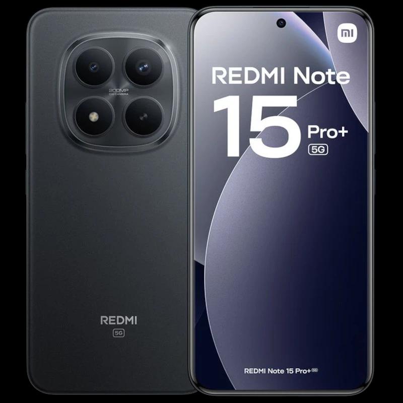 Xiaomi Redmi Note 15 Pro+ 12GB/512GB Preto com tela ampla perfurada, moldura fina, câmera traseira tripla grande e acabamento fosco elegante 5G