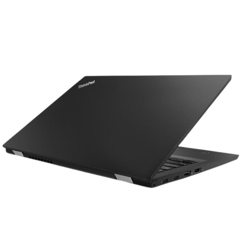 Lenovo ThinkPad L380 noir 13,3 pouces semi-ouvert, châssis fin, ports latéraux visibles, logo ThinkPad sur le capot, design professionnel robuste
