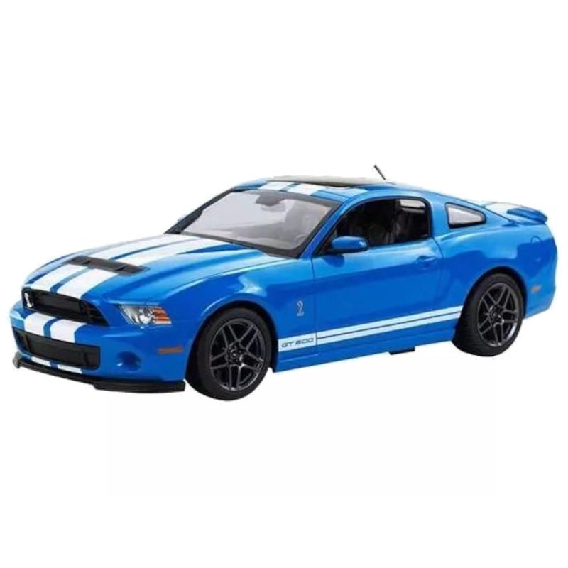RASTAR R/C 1:14 Ford Shelby GT500 bleu avec bandes blanches, carrosserie détaillée, jantes noires sport, phares réalistes et finition brillante