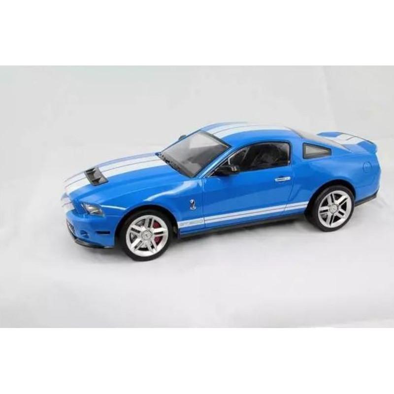 RASTAR R/C 1:14 Ford Shelby GT500 bleu métallisé avec bandes blanches, carrosserie détaillée, jantes sport argentées, pneus réalistes, échelle 1:14