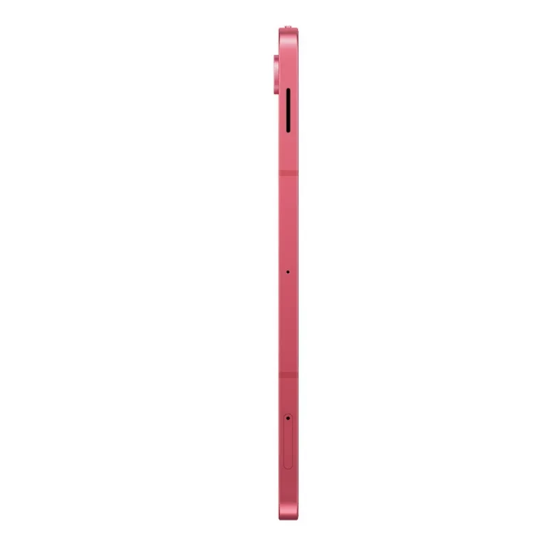 Vista lateral de la Samsung Galaxy Tab S10 Lite rojo coral con ranura SIM