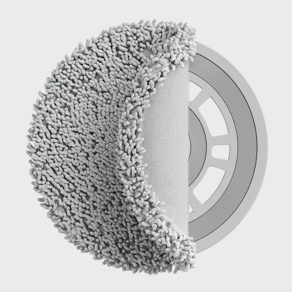 Almohadilla para trapeador Xiaomi X10+/X20+ con microfibra gris tipo chenilla, forma semicircular, base de plástico encajable y textura densa