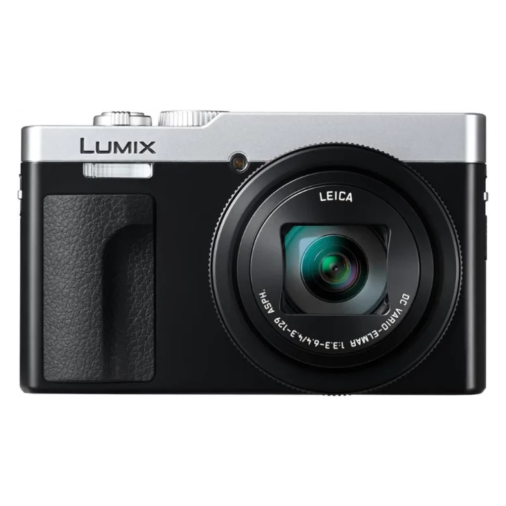Panasonic Lumix TZ99 Plata, cuerpo compacto bicolor con agarre texturizado y lente Leica zoom óptico, anillo de control y flash superior