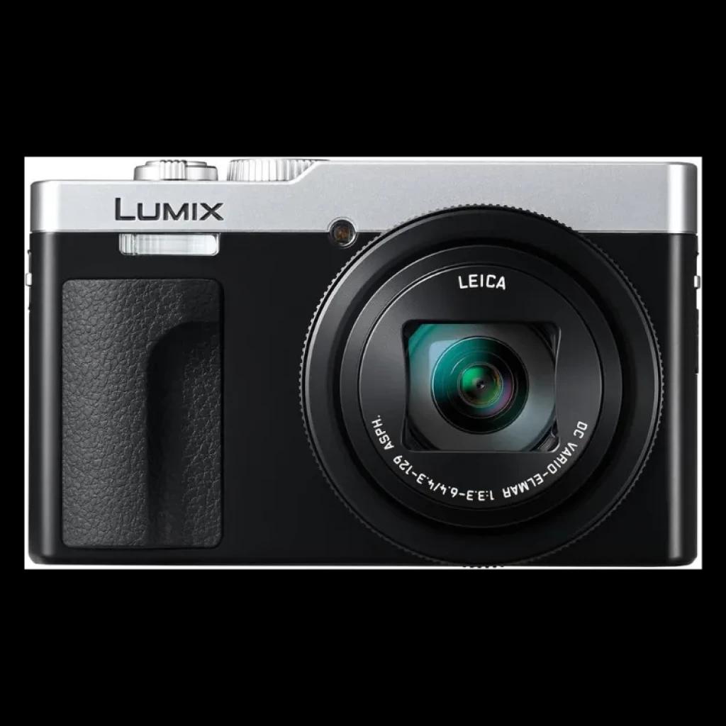 Panasonic Lumix TZ99 Argent, boîtier compact bicolore avec prise en main texturée et objectif Leica à zoom optique, bague de contrôle et flash supérieur