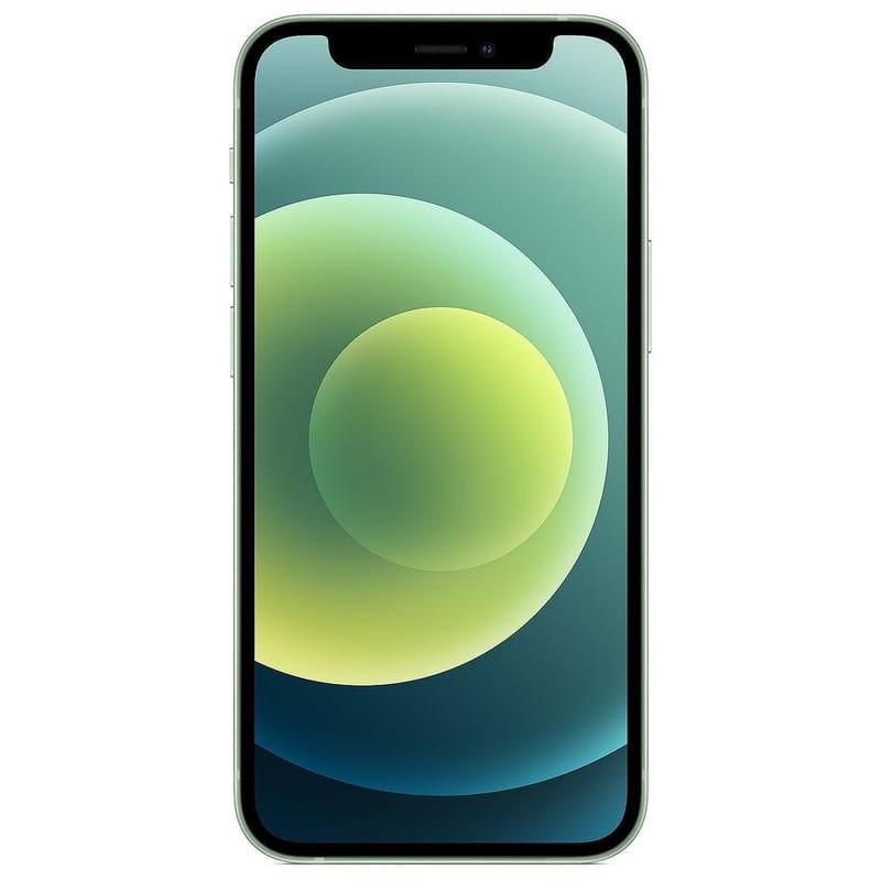 iPhone 12 Mini verde renovado en estado excelente, pantalla OLED de borde a borde con notch, marcos delgados y diseño compacto 5G de 64 GB
