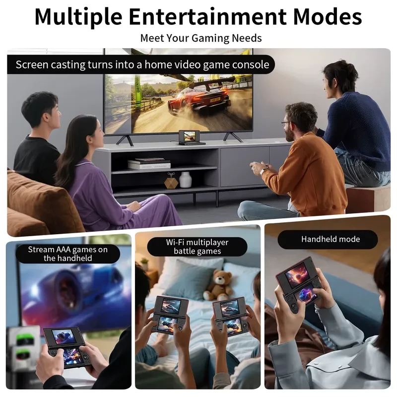 Anbernic RG DS Negra - Consola retro portátil con pantalla dual, botones físicos, modo de mano, multijugador Wi‑Fi y opción de transmitir a TV