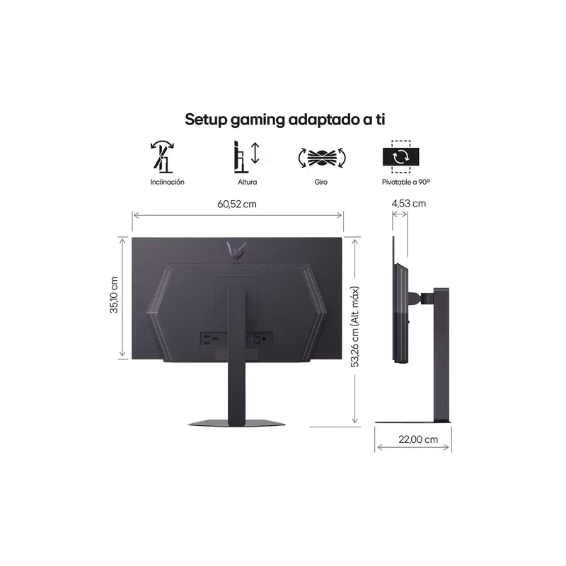 Monitor LG UltraGear 27GX704A 27 pulgadas OLED QHD, panel delgado con soporte ajustable en altura, inclinación y pivote 90°, biseles finos y base estable