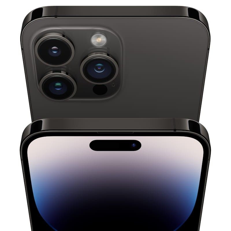 iPhone 14 Pro Max 128GB Negro Espacial reacondicionado estado premium con borde de acero pulido, pantalla con Dynamic Island y triple cámara trasera grande