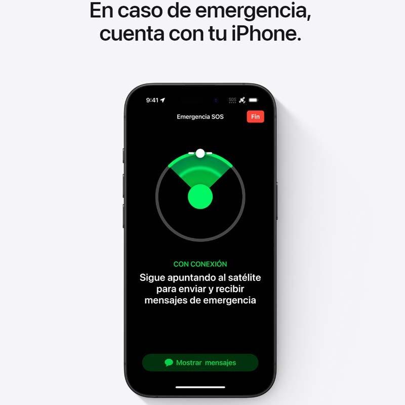 iPhone 16 256 GB Preto Espacial recondicionado premium, tela OLED com bordas finas e notch, interface SOS via satélite exibida no ecrã