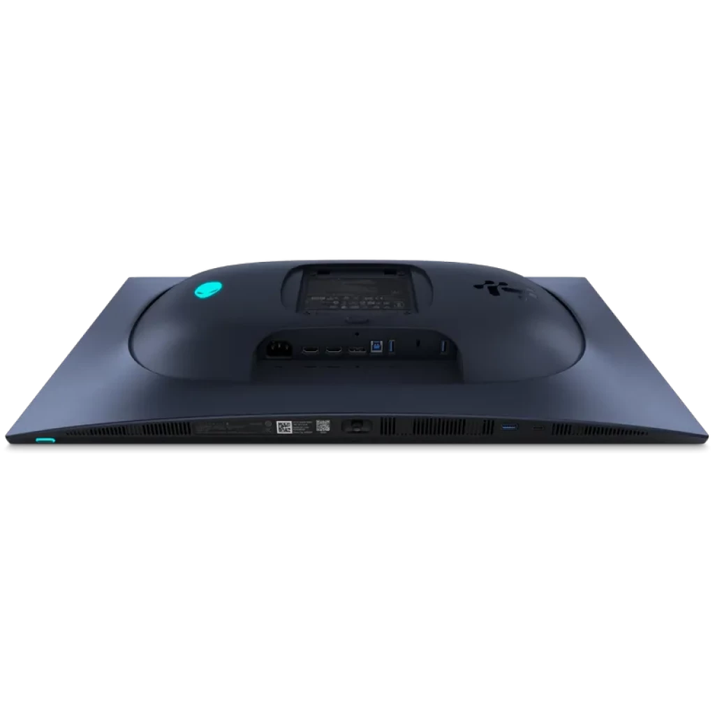 Parte trasera del monitor DELL Alienware AW2725Q: panel QD‑OLED 27 pulgadas, puertos HDMI, DisplayPort y USB, ventilación trasera y diseño gamer negro