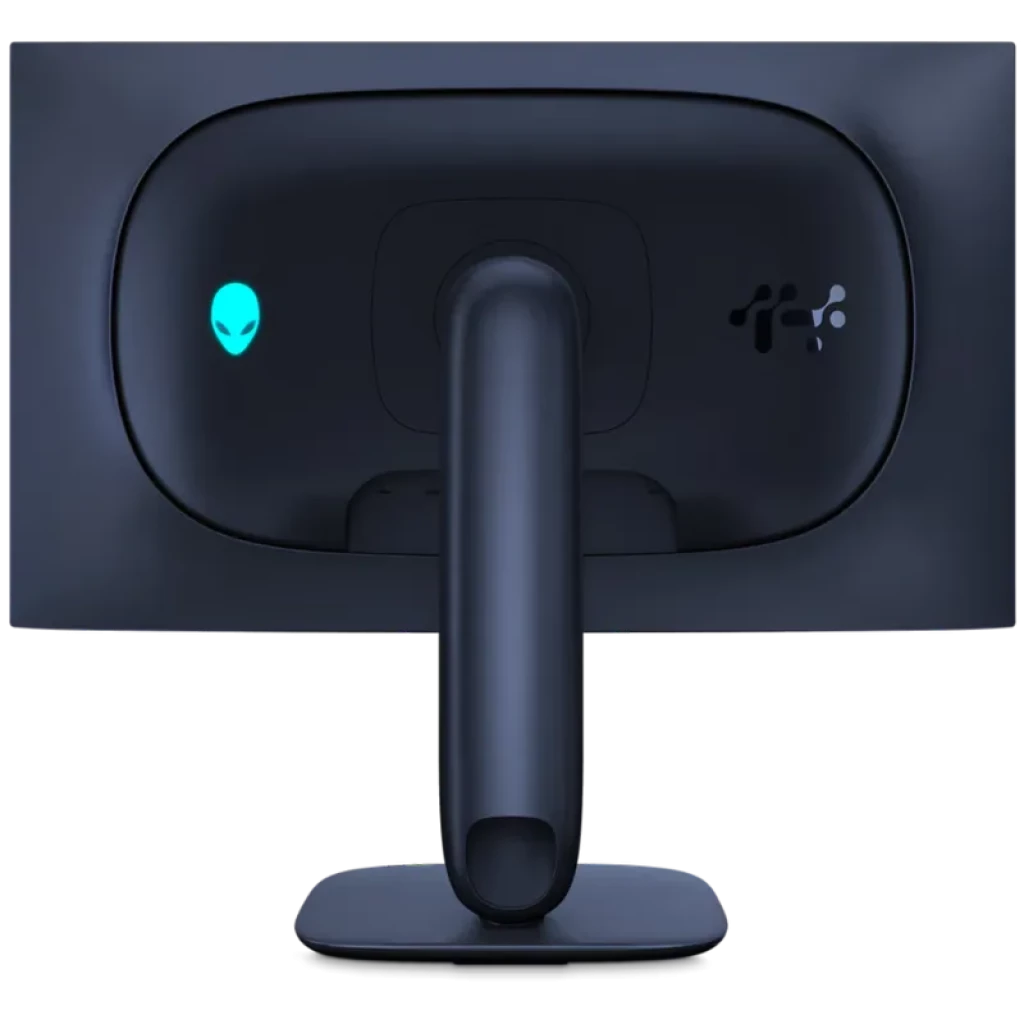 Parte trasera del monitor DELL Alienware AW2725Q 27" 4K QD-OLED 240 Hz, carcasa oscura con puertos HDMI, DisplayPort, USB, rejillas de ventilación y acentos