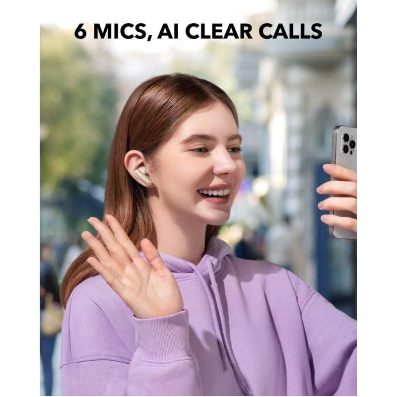 Soundcore P40i Blanc Écouteurs intra-auriculaires avec tiges blanches, 6 micros et réduction de bruit pour appels clairs, port confort, design épuré