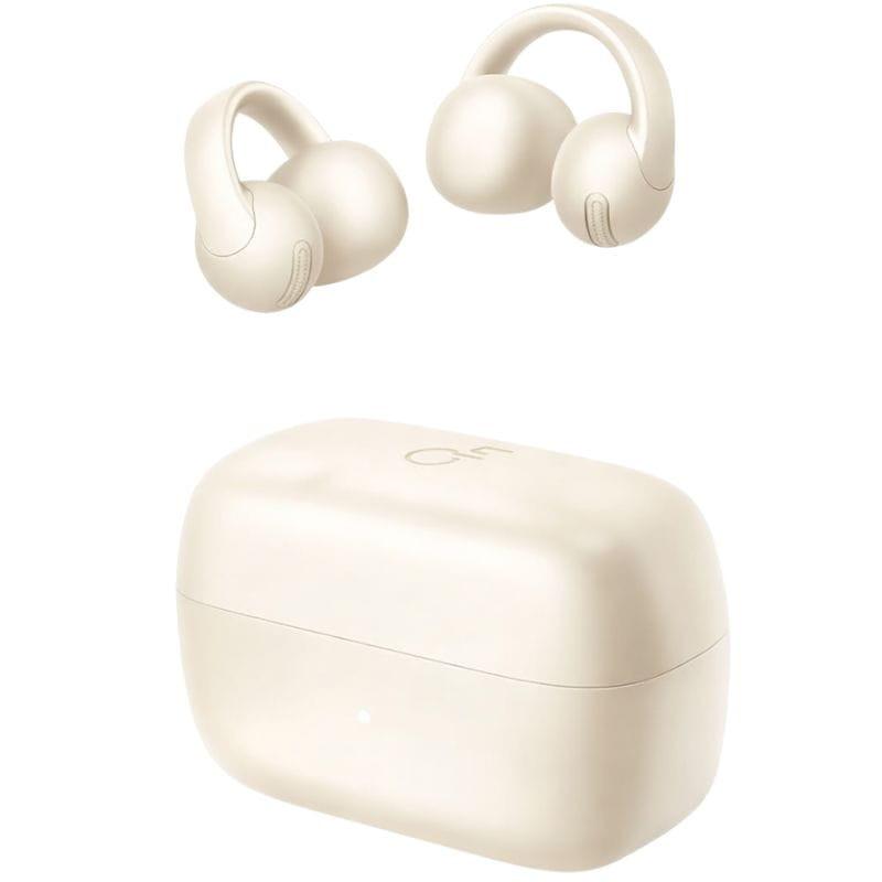 Soundcore C50i Blanco auriculares abiertos de clip con diseño ergonómico tipo aro, acabado mate marfil y estuche de carga compacto con LED indicador