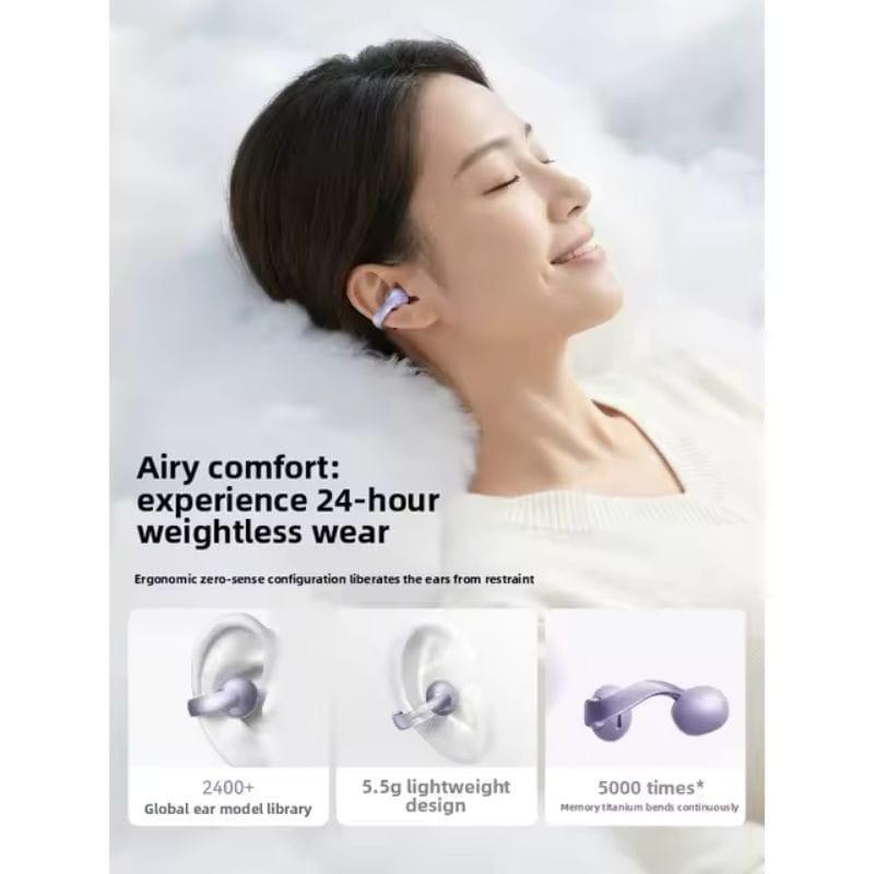 Soundcore C50i Lila, auriculares abiertos de clip ligero de 5.5 g, diseño ergonómico, almohadilla de memoria de titanio, ajuste cómodo para uso prolongado