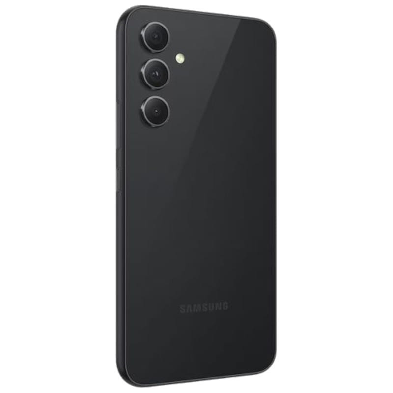 Samsung Galaxy A54 5G grafite recondicionado premium com traseira brilhante, três câmeras verticais, flash LED e bordas arredondadas elegante e moderno