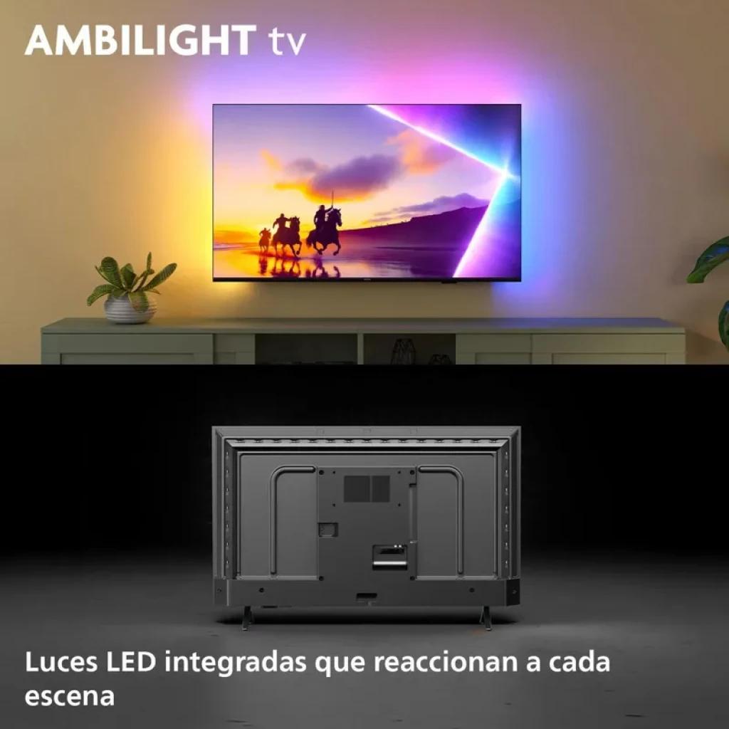 Philips 65PUS8400/12 Televisor 65 pulgadas 4K Ultra HD con Ambilight multicolor, biseles finos, panel plano, WiFi integrado y diseño en color negro