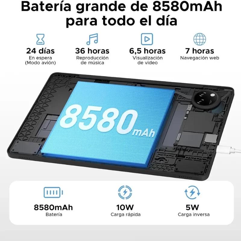 Doogee Tab A9 Pro+ 128GB gris VIP Edition con batería de 8580 mAh, carga rápida 10W e inversa 5W, panel interno destacado y puerto de carga lateral