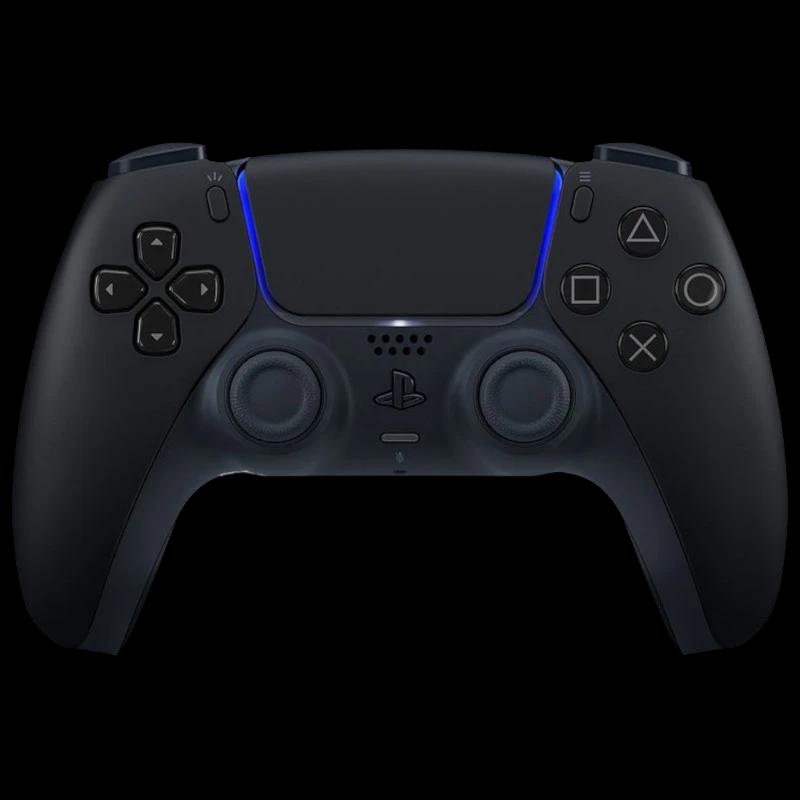 Gamepad Sony DualSense v3 Midnight Black para PS5, color negro mate, barras LED azules, panel táctil central, botones clásicos y sticks simétricos