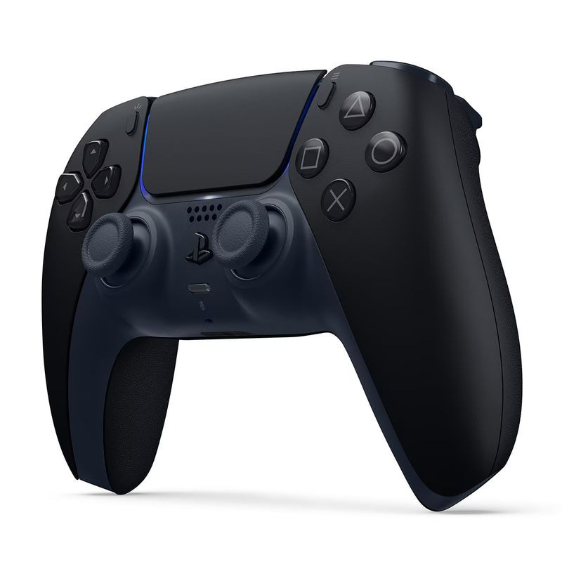 Sony DualSense v3 Midnight Black para PS5, acabado negro mate, panel táctil central, gatillos ergonómicos, sticks analógicos y botones retroiluminados azules