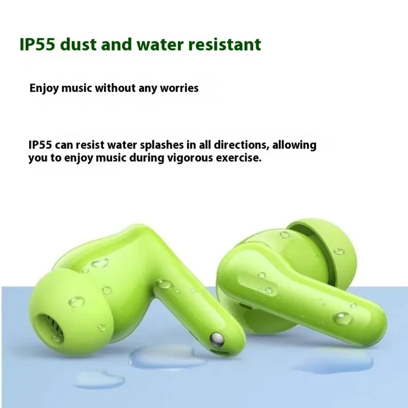 Realme Buds T200 ANC Púrpura: auriculares in-ear con diseño ergonómico, acabado brillante y resistencia IP55 con gotas de agua visibles en la superficie