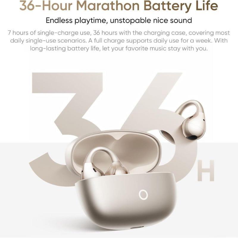 Auriculares Realme Buds OpenWear Clip negros con estuche de carga, diseño open ear y ganchos ergonómicos; indicador LED frontal y acabado mate elegante