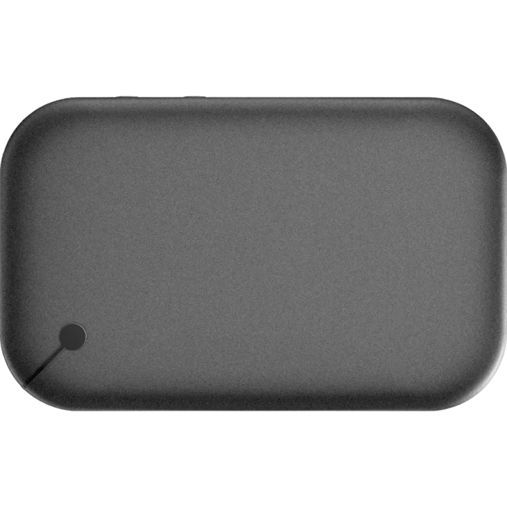 D-Link DWR-932 Router móvil 4G compacto en color negro, carcasa mate con esquinas redondeadas y pequeño indicador circular en la esquina inferior izquierda