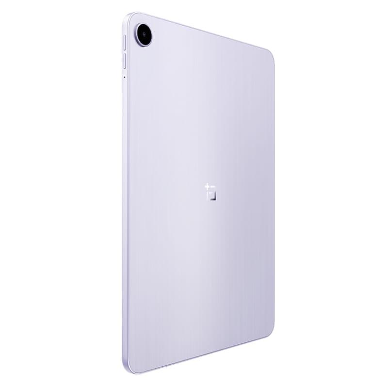 Tablet Oneplus Pad Go 2 en color lavanda, trasera metálica lisa con cámara única en esquina, diseño fino y bordes redondeados, formato 12,1 pulgadas
