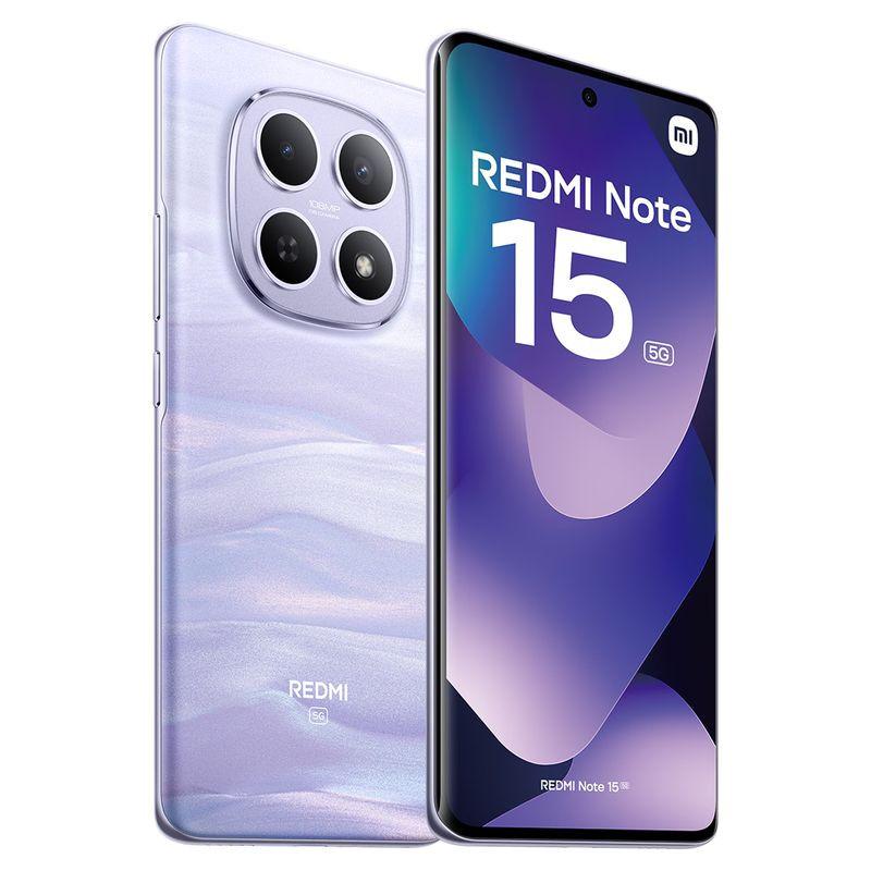 Xiaomi Redmi Note 15 5G 8GB/256GB Púrpura con pantalla perforada, bordes finos, acabado nacarado y módulo triple de cámara trasera circular con flash