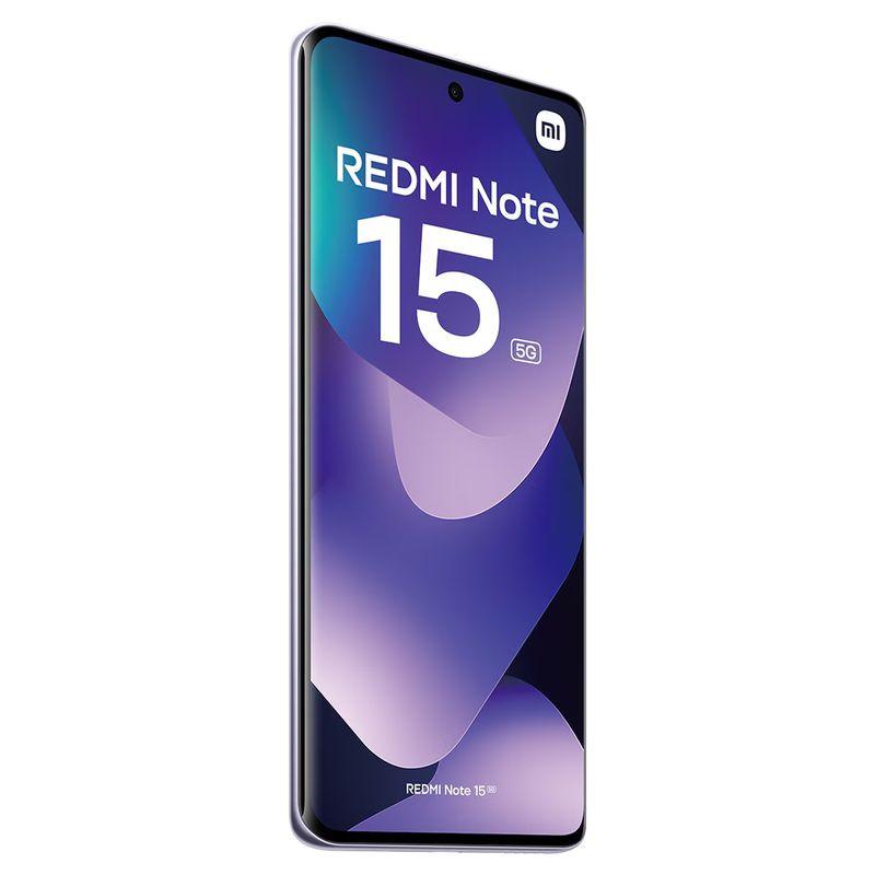 Xiaomi Redmi Note 15 5G 8GB/256GB Púrpura con pantalla casi sin bordes, cámara frontal en orificio centrado y diseño curvo en acabado púrpura brillante