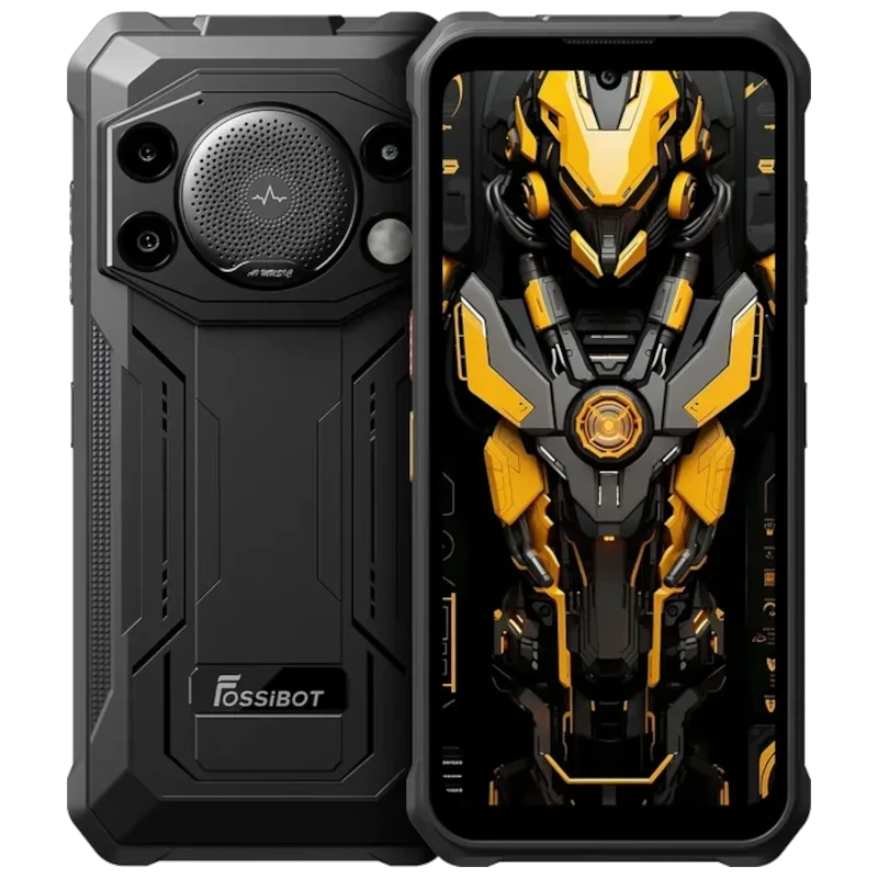 Fossibot F110L negro robusto con carcasa reforzada, altavoz potente de 128 dB, 4 GB RAM, 128 GB, pantalla con biseles protegidos y diseño industrial rugged