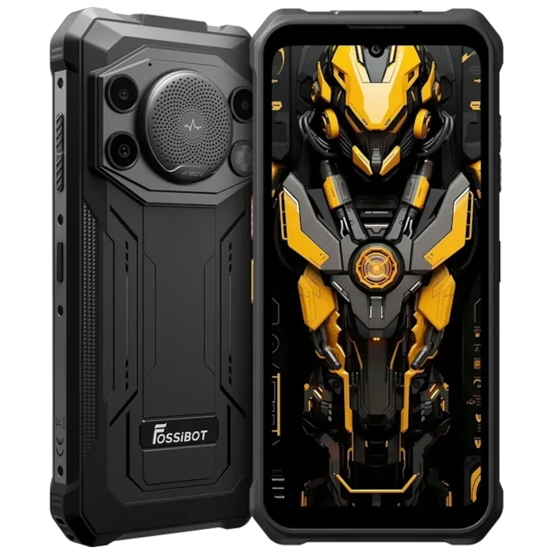 Fossibot F110L negro resistente con carcasa robusta, altavoz trasero grande hasta 128 dB, triple cámara, 4 GB RAM y 128 GB de almacenamiento