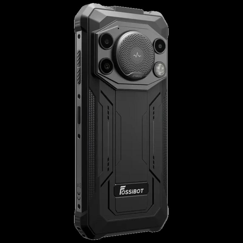 Fossibot F110L negro robusto con gran altavoz frontal 128 dB, doble cámara trasera, linterna lateral, 128GB de almacenamiento y 4GB de RAM Rugged