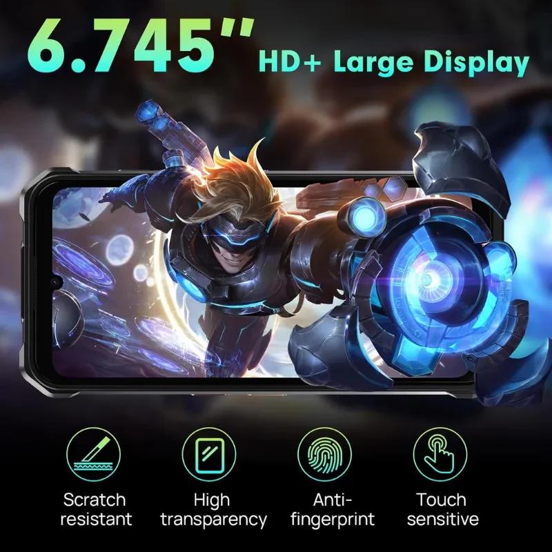 Imagen promocional con tamaño, resolución y características principales de la pantalla del Fossibot F110L