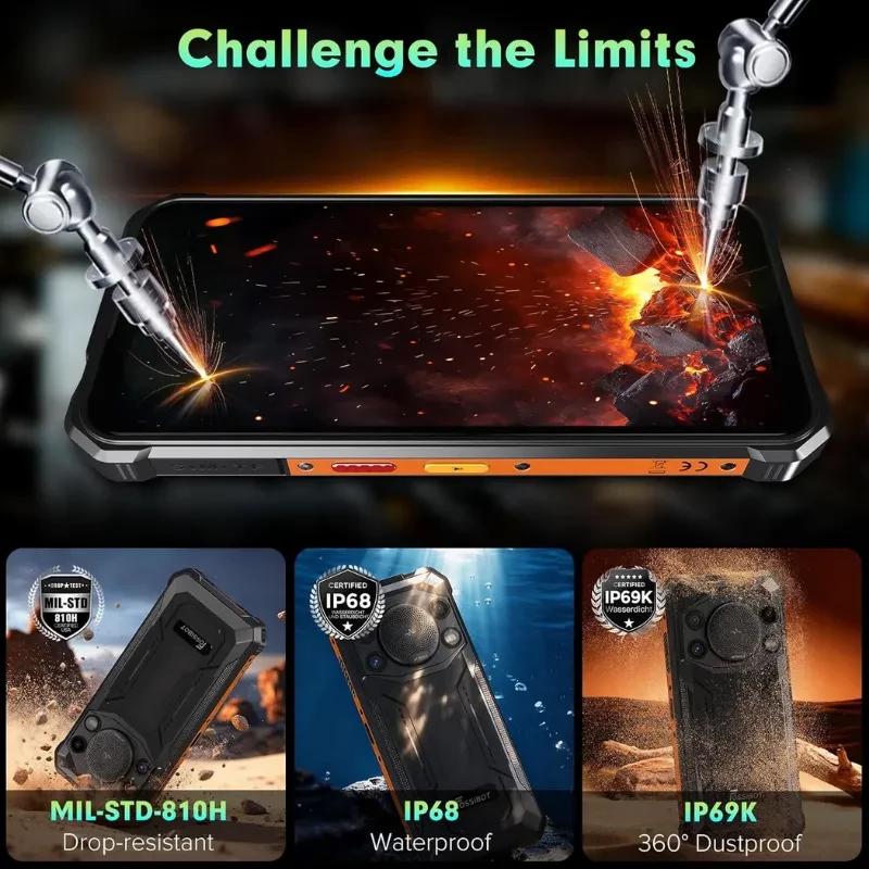 Imagen promocional con los certificados de resistencia al agua, al polvo y a impactos del Fossibot F110L