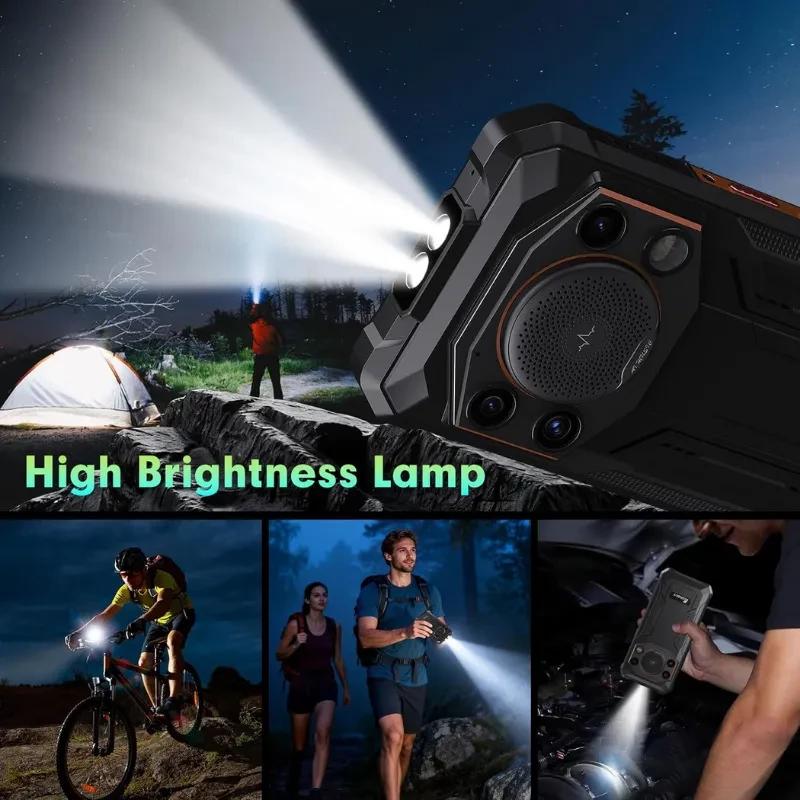 Imagen promocional de la linterna integrada del Fossibot F110L y sus distintos usos