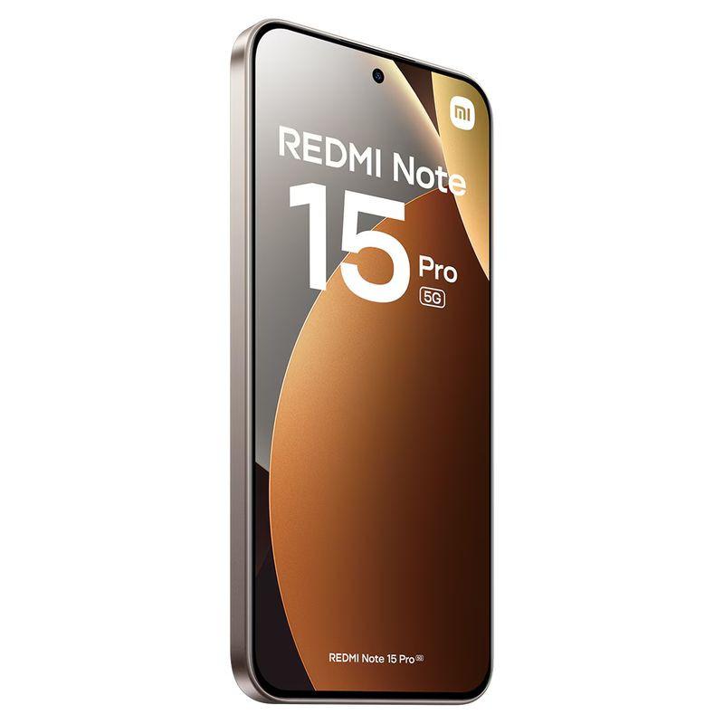 Xiaomi Redmi Note 15 Pro 5G 8Go 256Go Titane avec grand écran bord à bord, poinçon central pour la caméra et cadre métal titane élégant