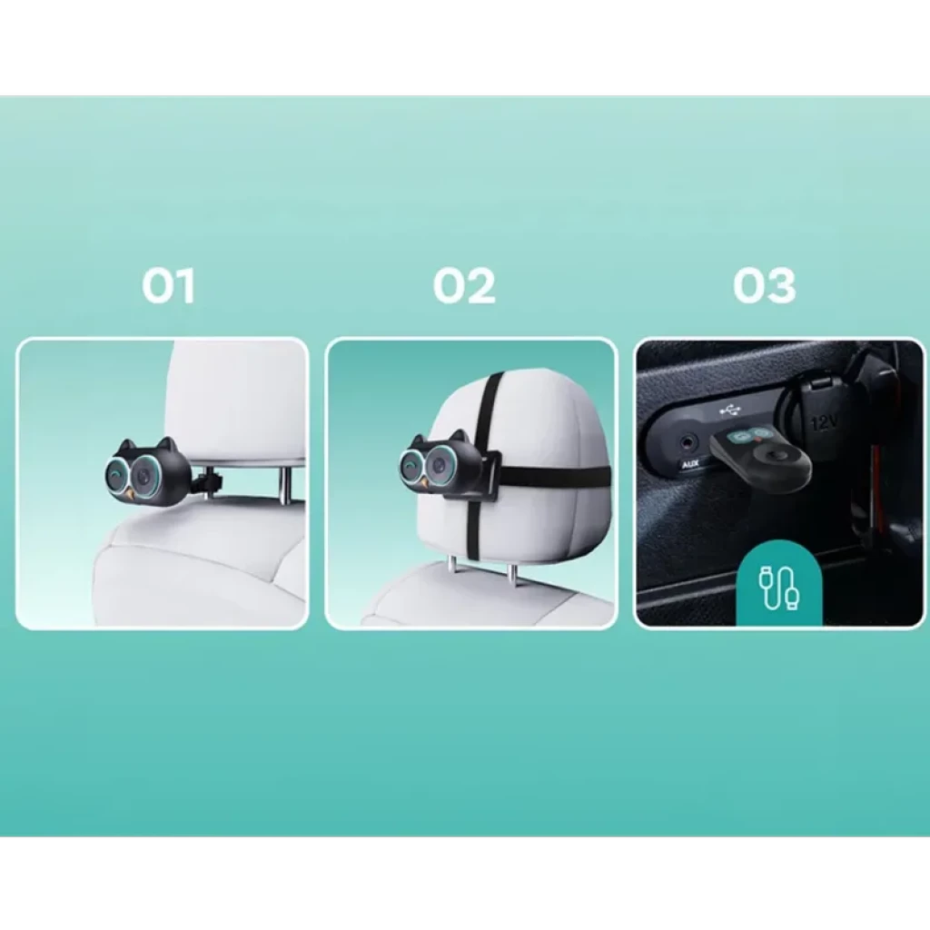 Adaptador inalámbrico Ottocast CarPlay con sistema Cabin Care; cámara interior gran angular 150°, vista del habitáculo para supervisar pasajeros y niños