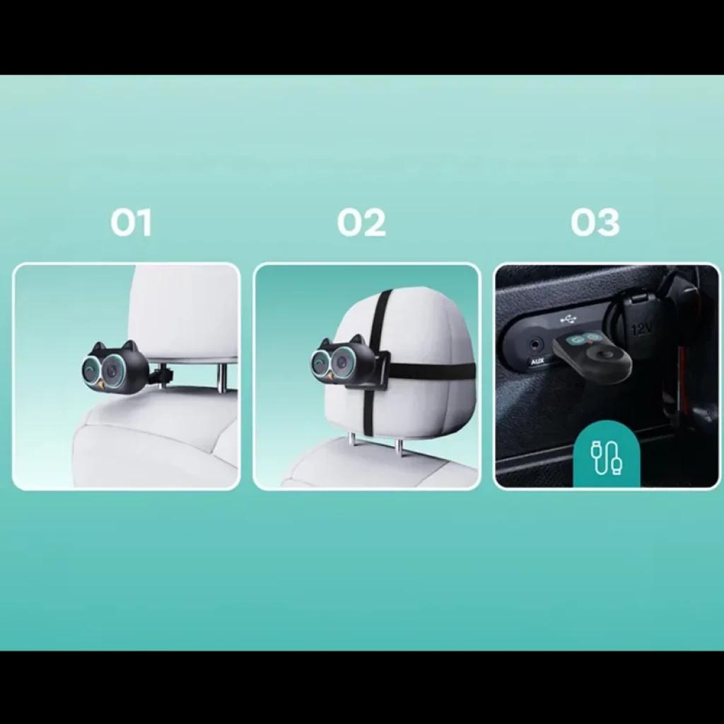 Adaptador inalámbrico Ottocast CarPlay con sistema Cabin Care; cámara interior gran angular 150°, vista del habitáculo para supervisar pasajeros y niños