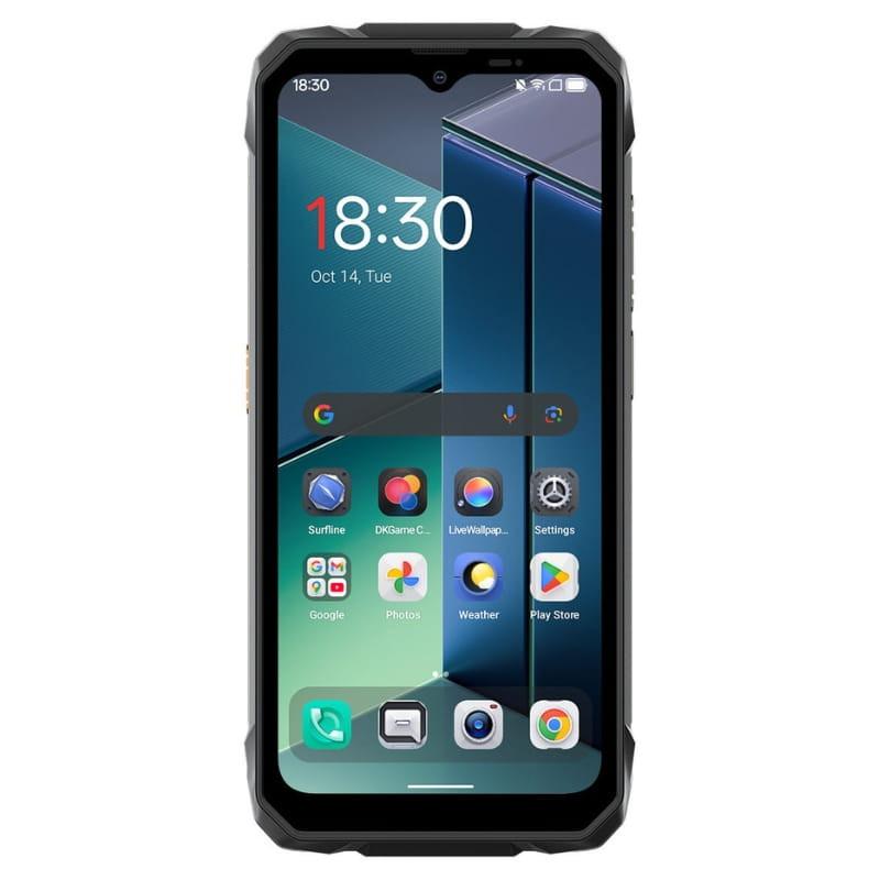 Blackview Rock 1 resistente con marco robusto, pantalla frontal grande y bordes reforzados, cámara frontal centrada y botones laterales texturizados