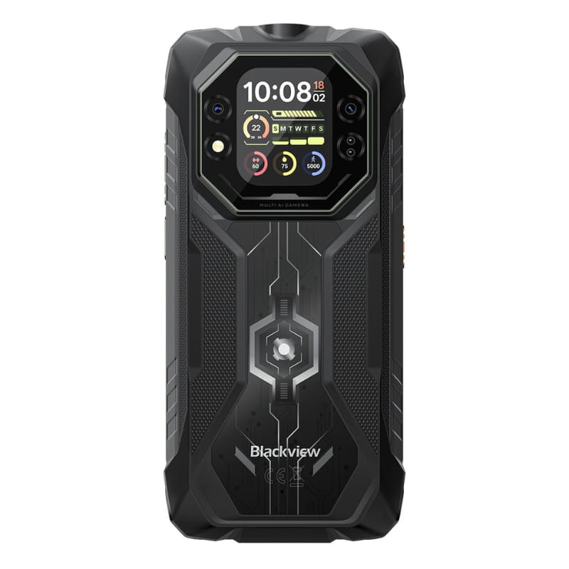 Blackview Rock 1 256GB con pantalla secundaria de 2,01 pulgadas, módulo trasero robusto con múltiples cámaras y diseño resistente con textura geométrica